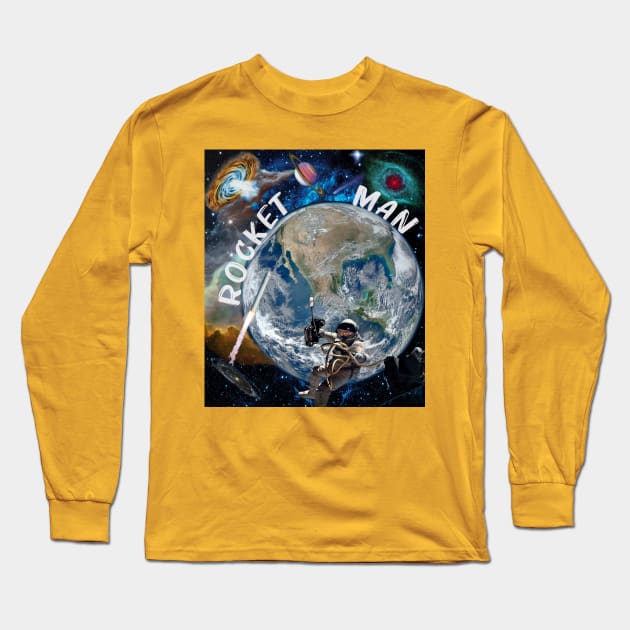 Rocket Man Universe Design Long Sleeve T-Shirt by By Diane Maclaine
